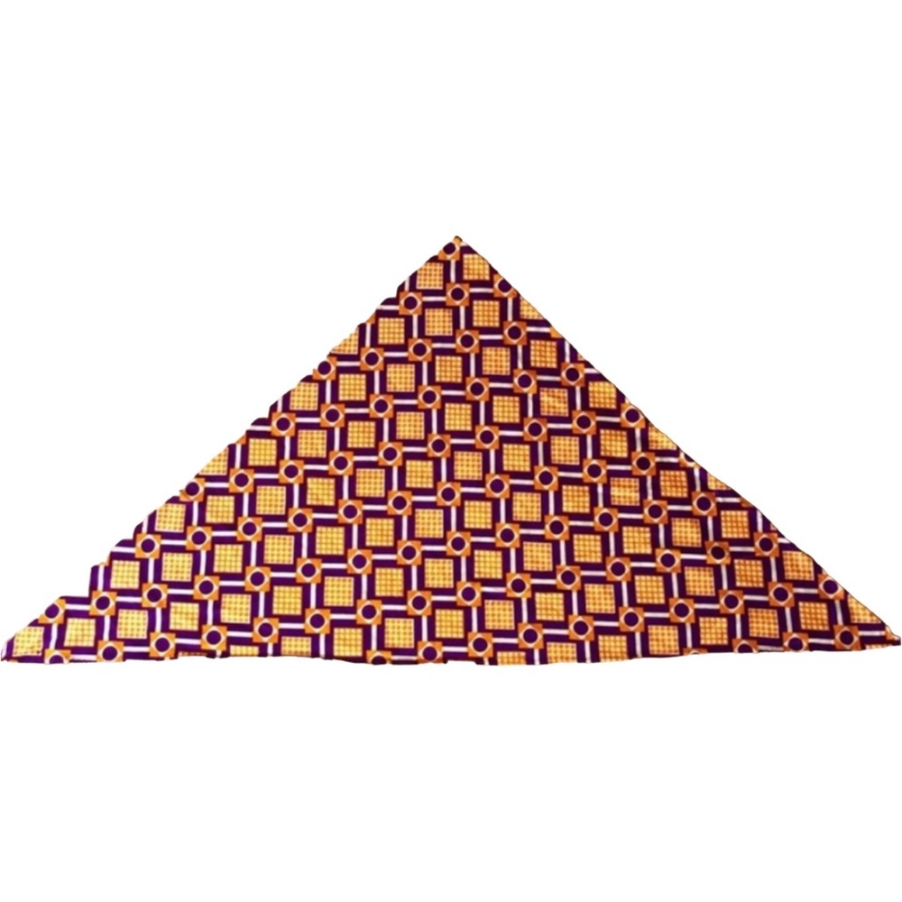 1960’s Vintage Mod Triangle Head Scarf in Orange and Purple Geometric Print